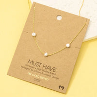 Gold dipped dainty three pearl charm necklace with elegant design for women