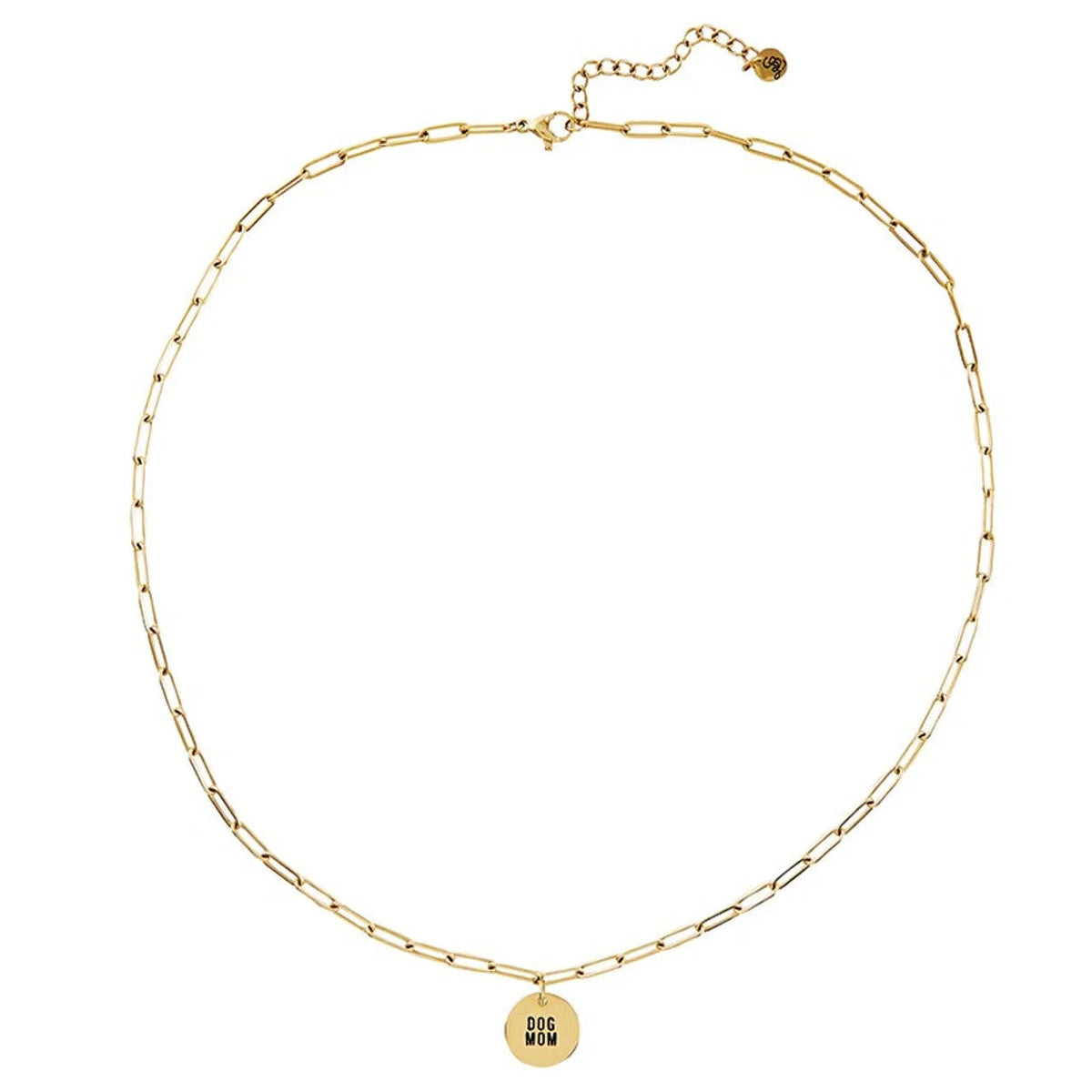 Gold Chain Dog Mom Necklace featuring a circular pendant, perfect for women’s boho chic clothing