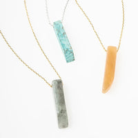 Stone Point Necklace with Labradorite: Semi-Precious Gold Chain