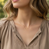 Gold interlocking circle necklace with delicate chain from ETERNAL BOHEMIAN MOM DAUGHTER NECKLACE collection