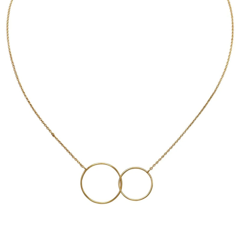 Gold interlocking circle necklace with delicate chain from ETERNAL BOHEMIAN MOM DAUGHTER NECKLACE collection