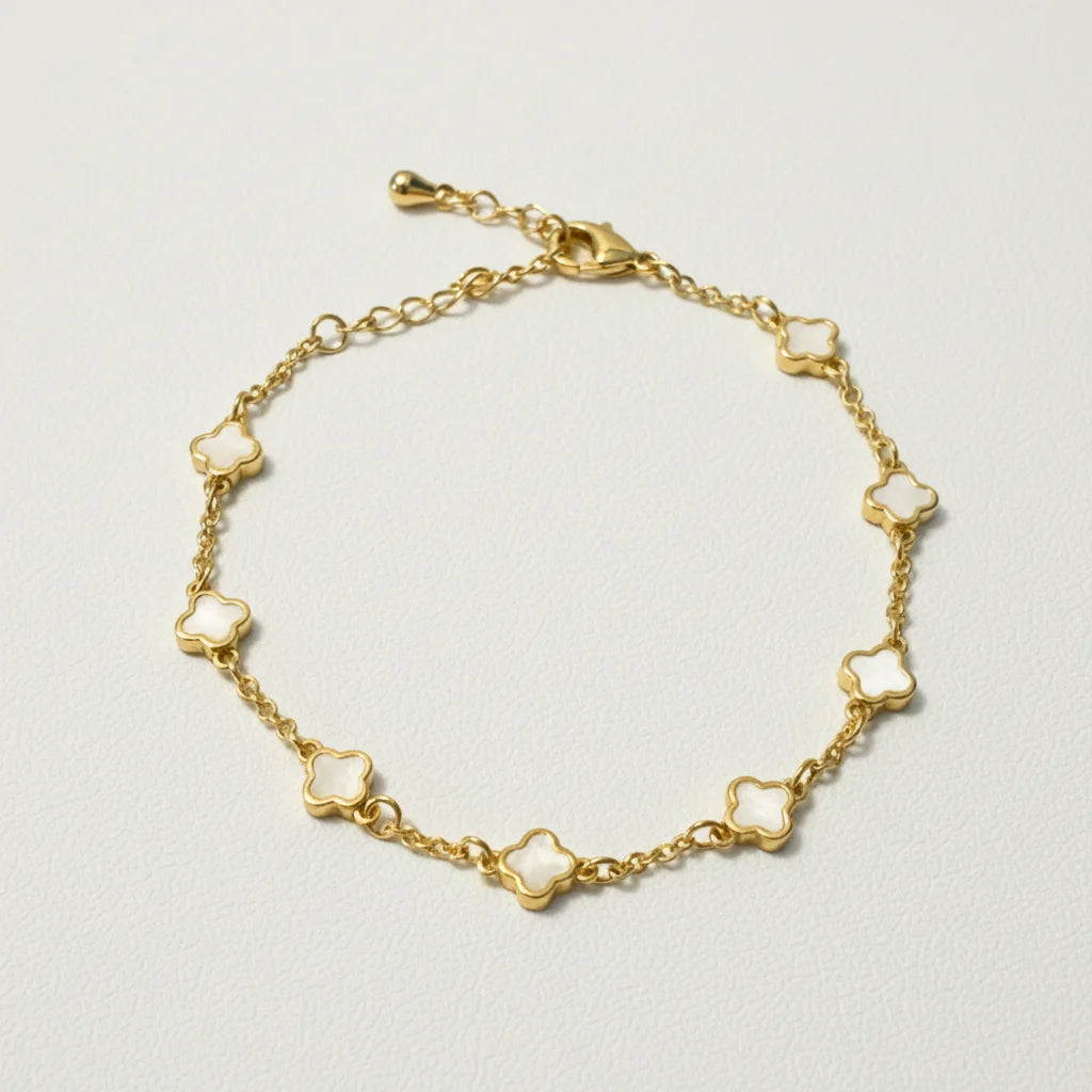 Gold dipped dainty clover bracelet for women’s boho chic style