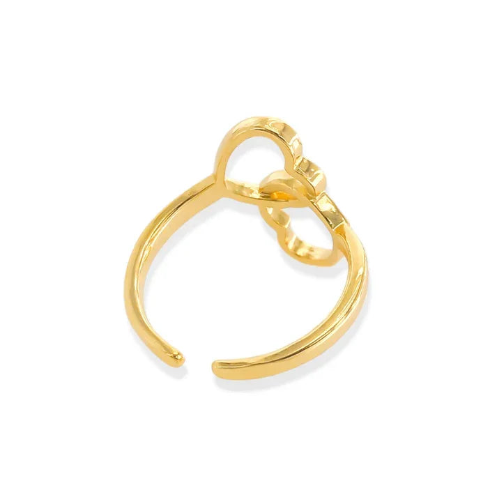 Gold-colored heart ring adjustable with intertwined hearts, perfect as a heart ring adjustable accessory