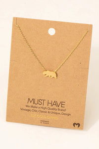 Gold-colored California Bear pendant necklace showcasing the iconic California Bear design