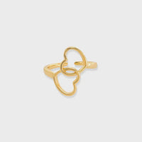 Gold-colored heart ring adjustable with intertwined heart shapes for elegant jewelry style