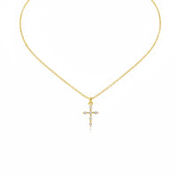 Gold cross pendant necklace with diamond accents from Belief Gold Cross collection
