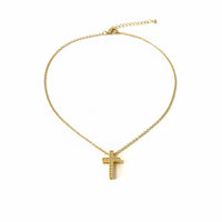 Gold cross necklace with diamond accents, gold dipped dainty design