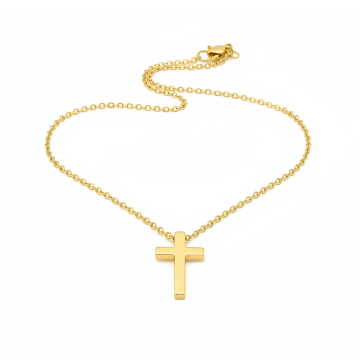 Radiant Soul Gold Gold Cross Necklace with simple design and ball chain for elegance