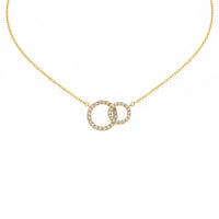 Gold diamond circle necklace with cubic zirconia interlocking design for promise jewelry