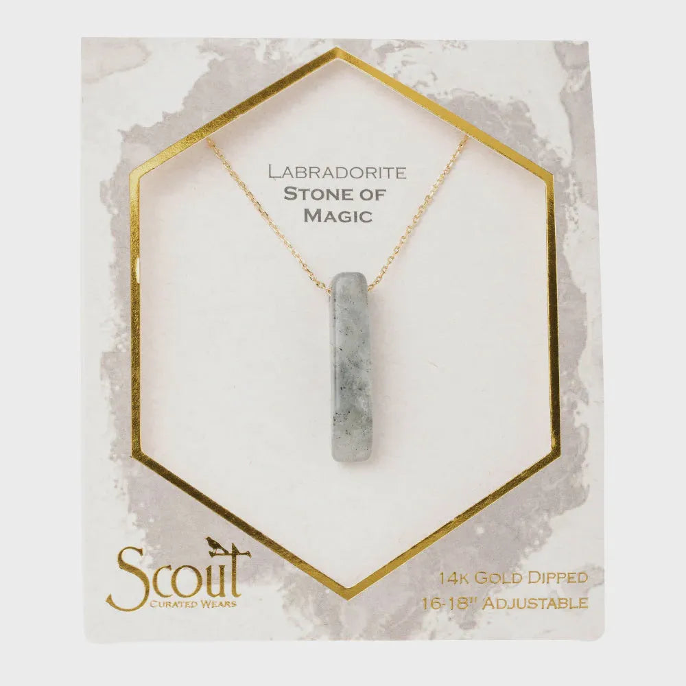 Gold Dipped Labradorite Semi Precious Stone Point Necklace by Scout