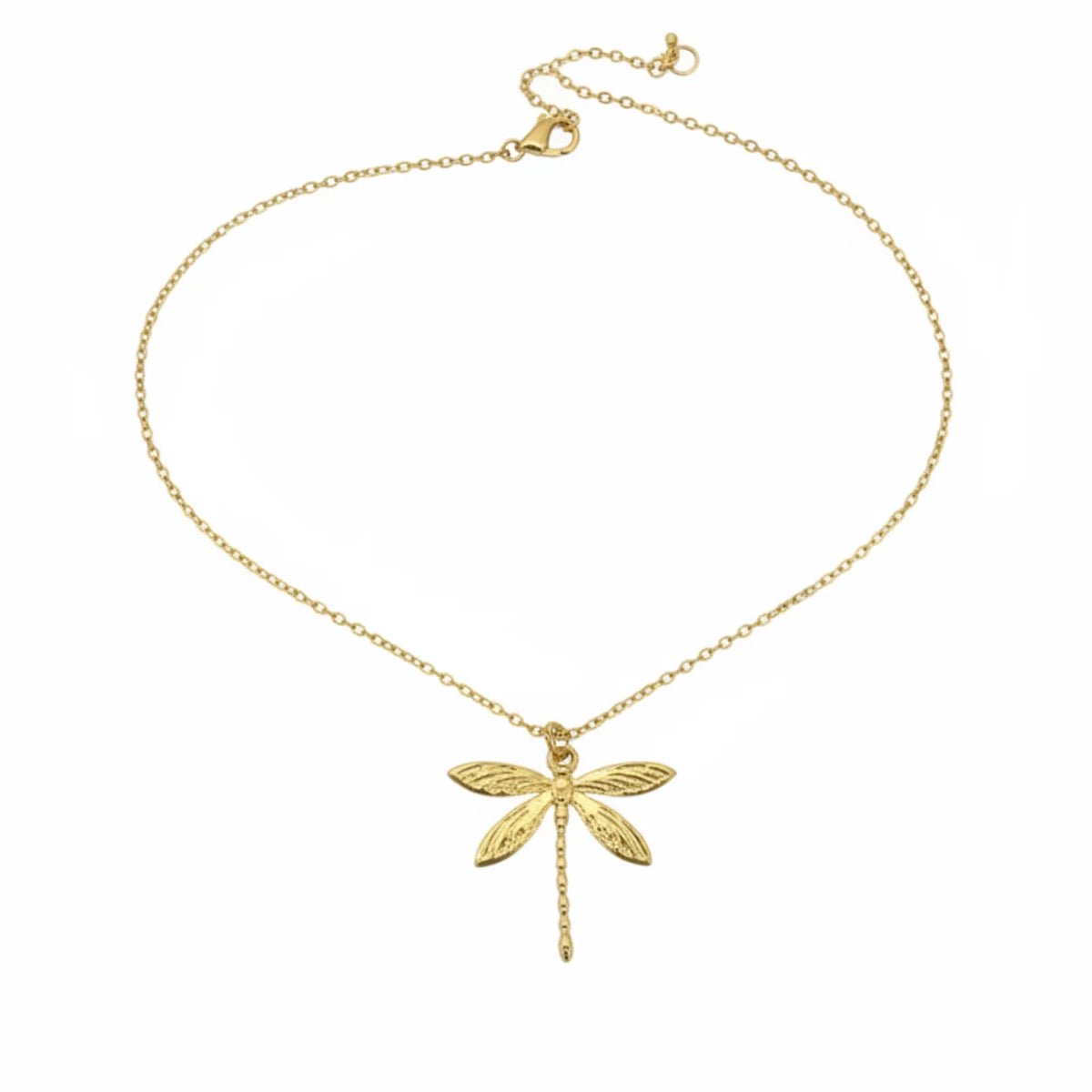 Gold fly dragonfly necklace with delicate wings and classic chain, perfect for women’s boho chic clothing