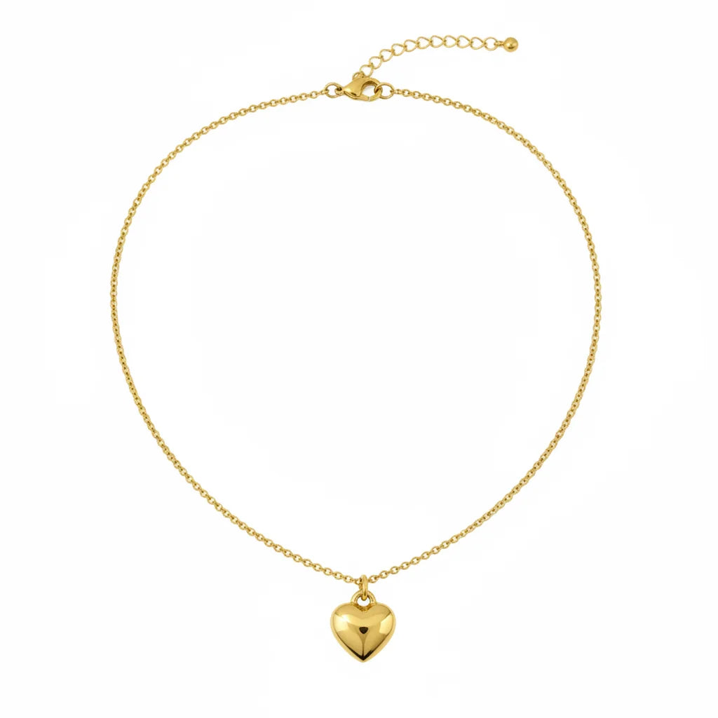 Gold dipped heart necklace with adjustable chain and lobster clasp
