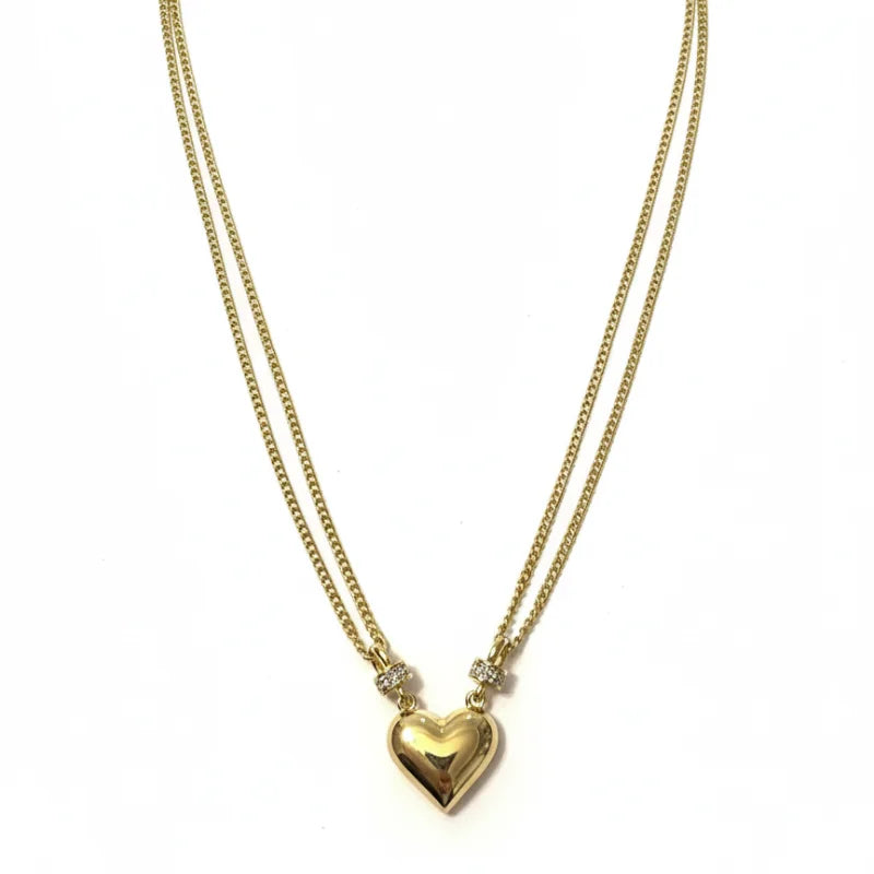 Dainty golden heart necklace with diamond accents for women’s boho chic style