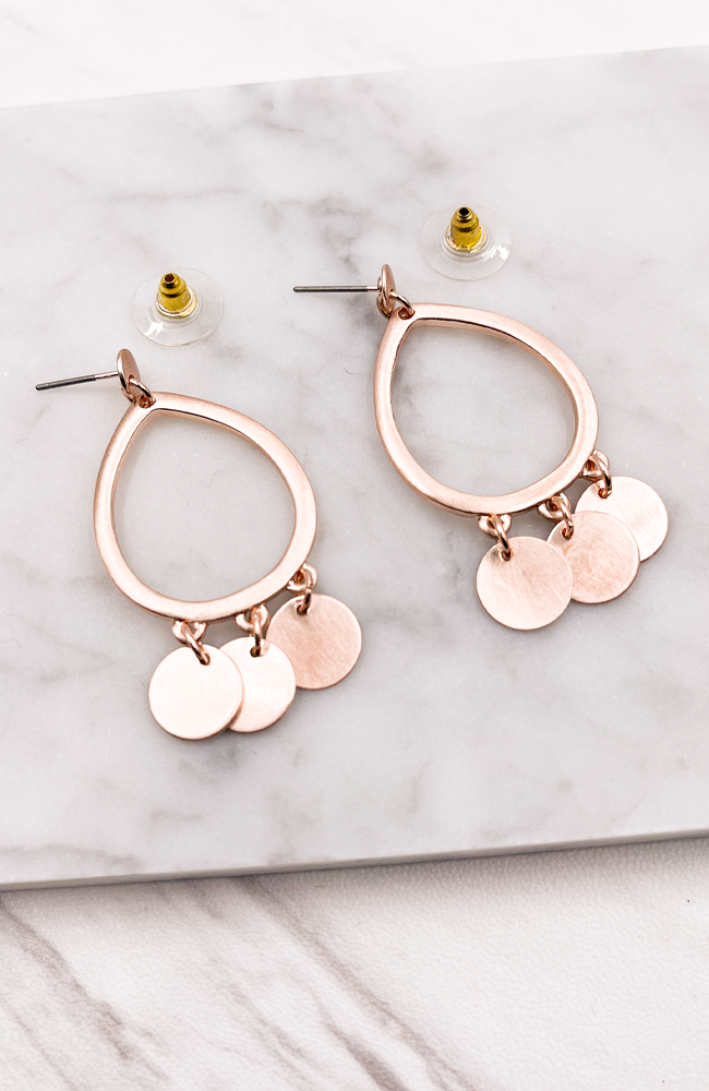 Rose Gold Circular Drop Earrings - Earrings