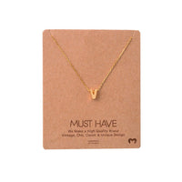 Initial V Gold Necklace - Necklaces