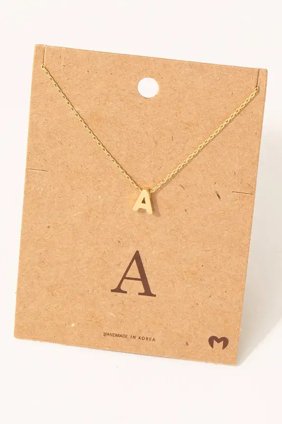 Gold initial A necklace from personalized dainty letter jewelry collection