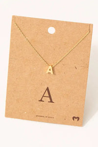 Gold initial A necklace from personalized dainty letter jewelry collection