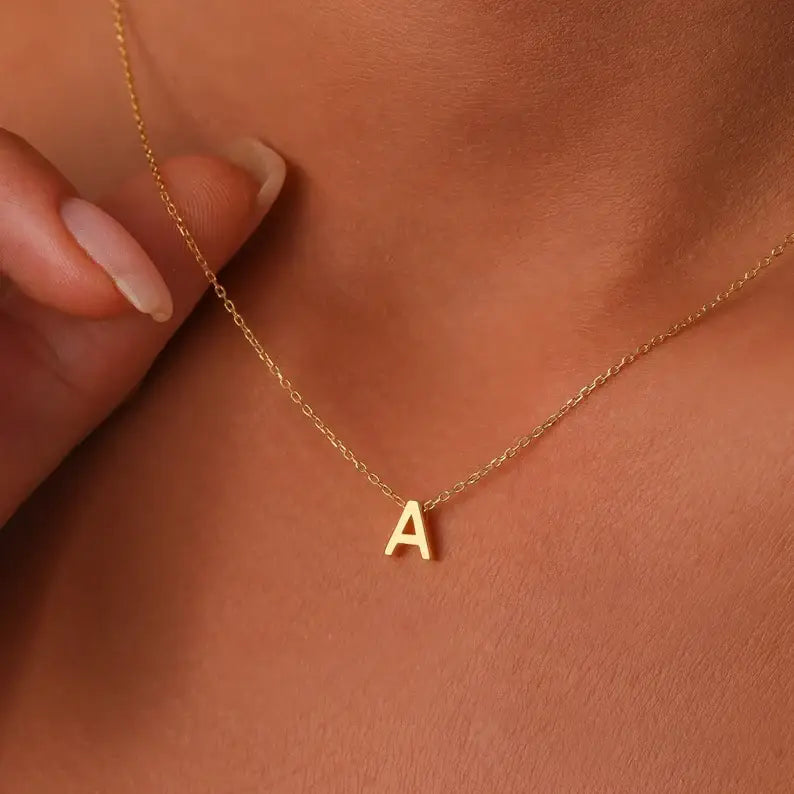 Gold initial A necklace from personalized dainty jewelry necklaces collection