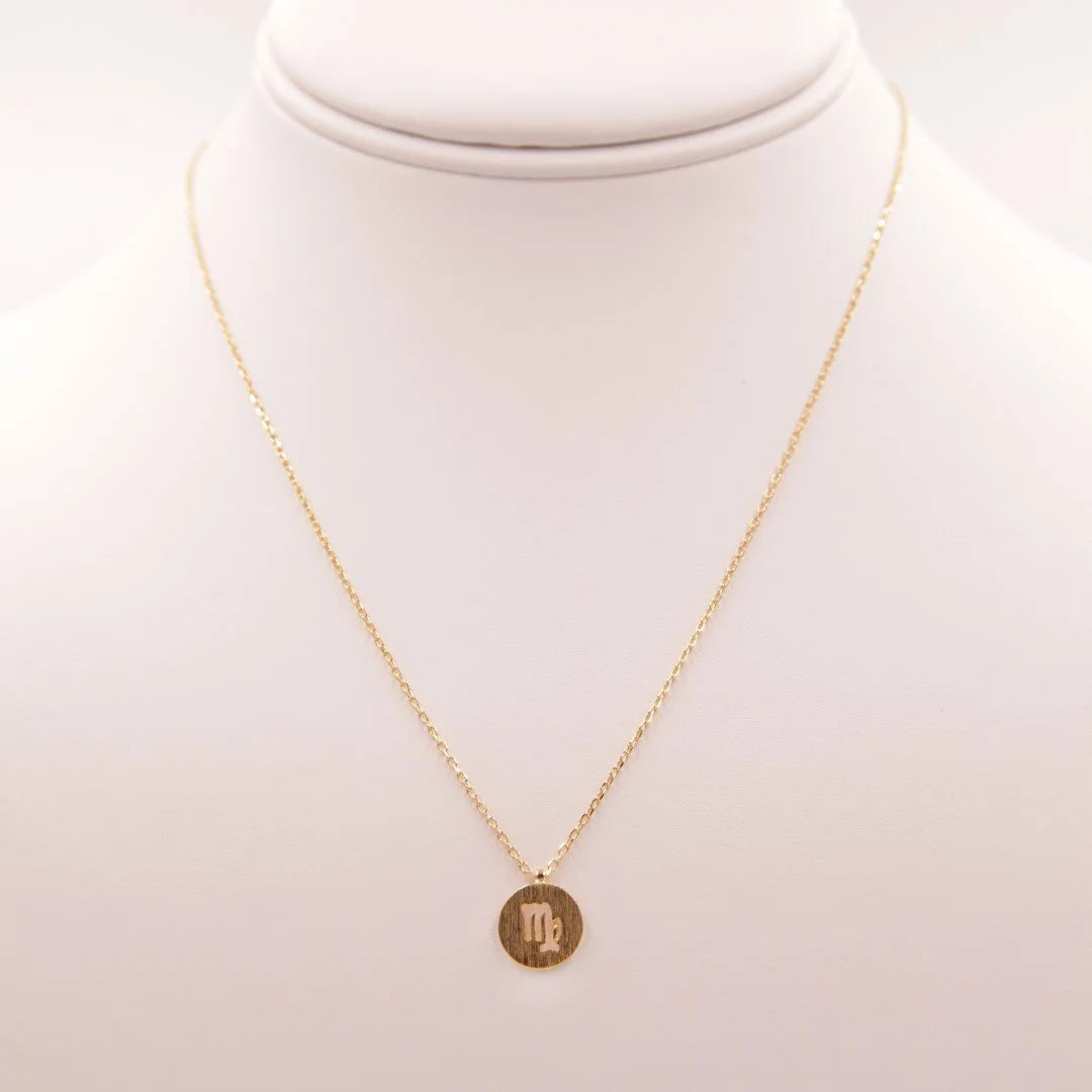 Gold Initial Necklace featuring the Virgo Zodiac Sign for personalized elegance