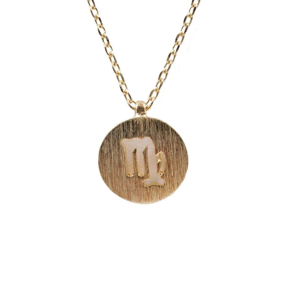 Gold Initial Necklace featuring the Virgo Zodiac Sign for elegant astrological style