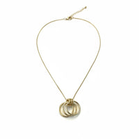 Gold interlocking ring necklace with layered circles and delicate chain
