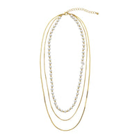 Bohemian Pearl Gold Layering Necklace with Adjustable Clasp