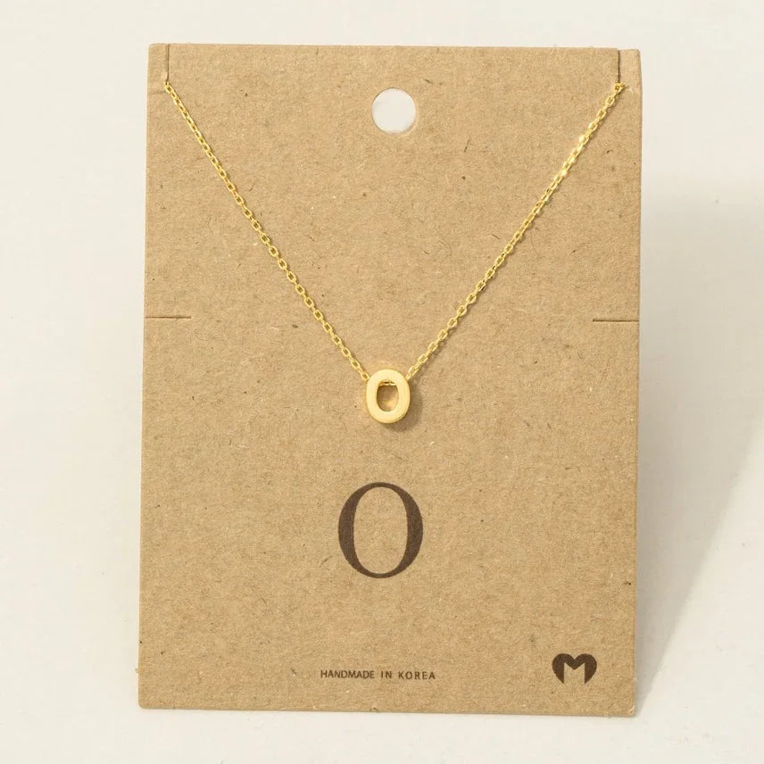 Gold letter O necklace with dainty chain, personalized initial jewelry for women