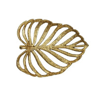 Gold metallic Monstera leaf decorative dish in decorative cast iron with gold finish