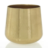 Gold metallic tapered TULUM Floral Pot Planter, a stylish indoor metal planter for decor