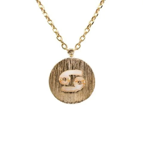 Gold Cancer Zodiac Sign Necklace featuring a delicate bird charm for astrological elegance