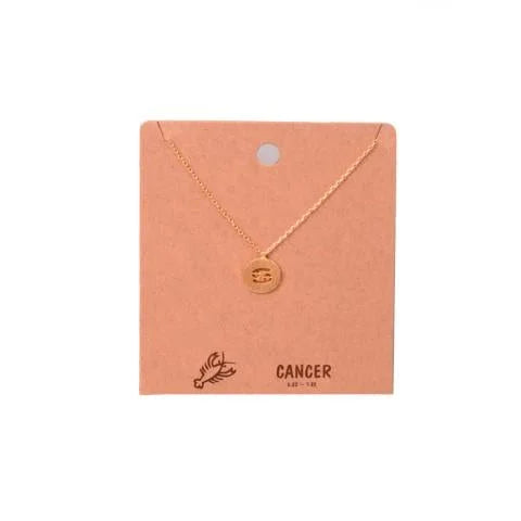 Gold Cancer Zodiac Sign Necklace featuring a delicate gold charm for astrology enthusiasts