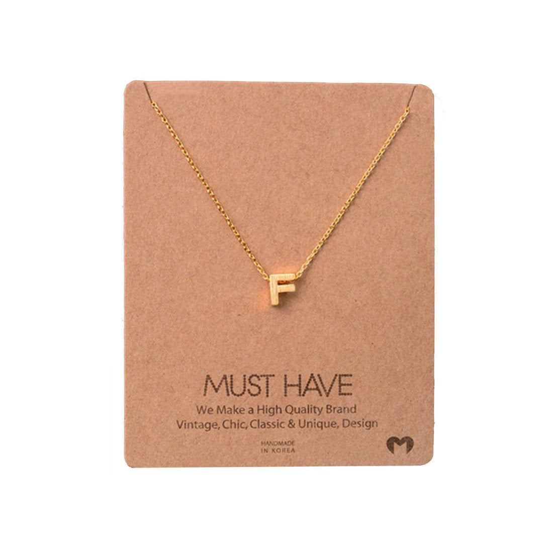 Initial F Gold Necklace - Necklaces