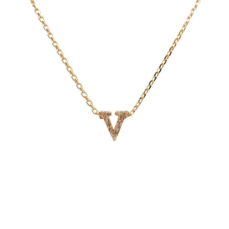 Dainty Initial V Gold Necklace featuring a small diamond from Daisy Lane