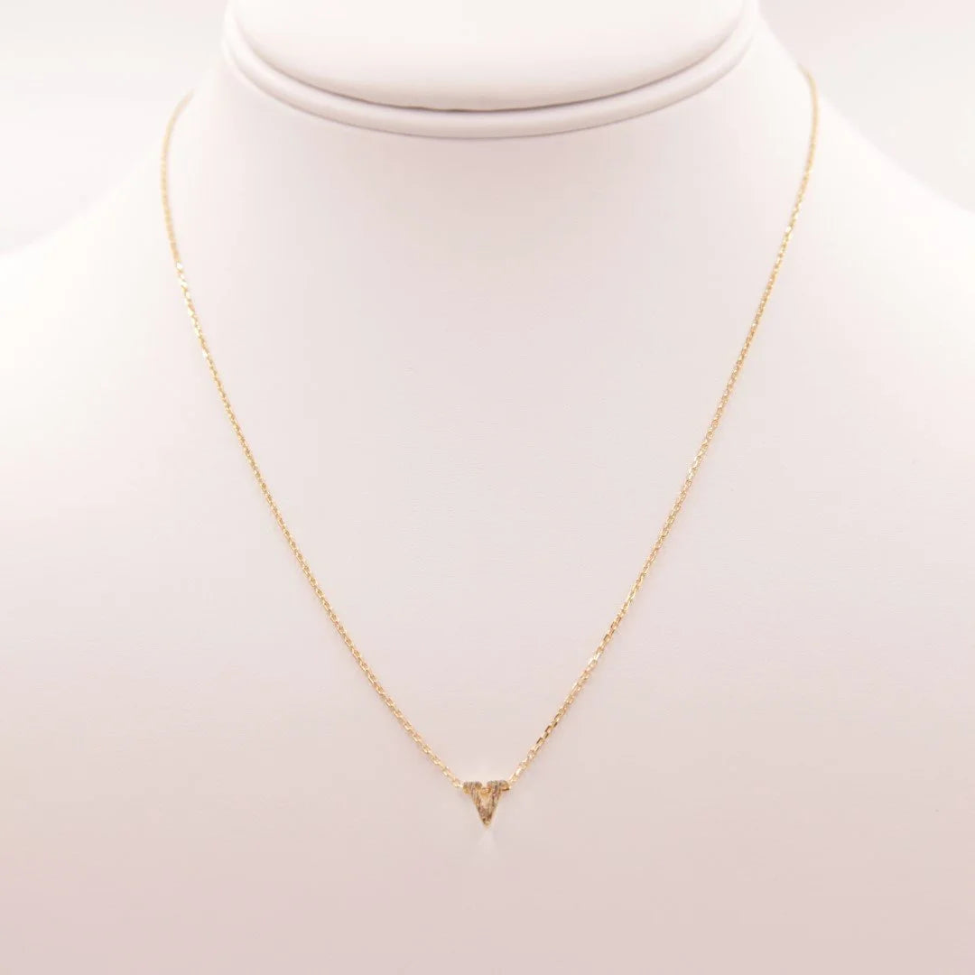 Dainty Initial V Gold Necklace featuring a small triangle design from Daisy Lane