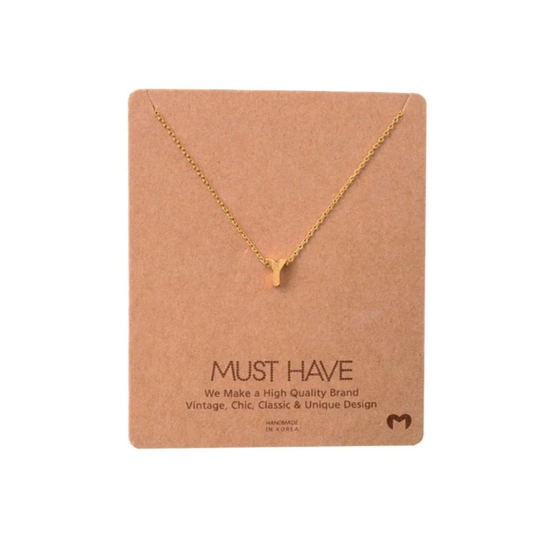 Dainty Initial Y Gold Necklace featuring a heart charm from Daisy Lane collection