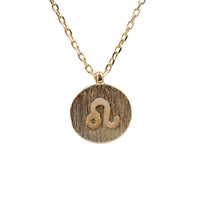 Gold Necklace featuring Leo Zodiac Sign with a delicate initial charm