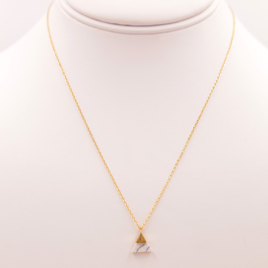 Triangle White Marble Necklace - Necklaces