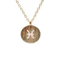 Gold Pisces Zodiac Sign Necklace featuring a white cross design for elegant style