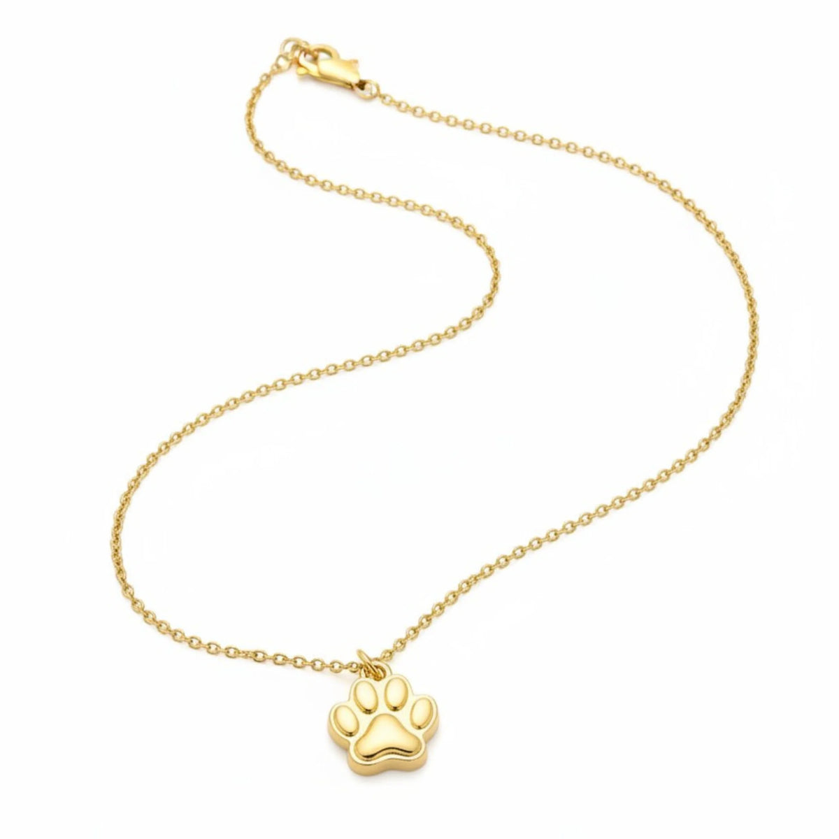 Gold paw print soul necklace with delicate chain and paw print charm for elegant style