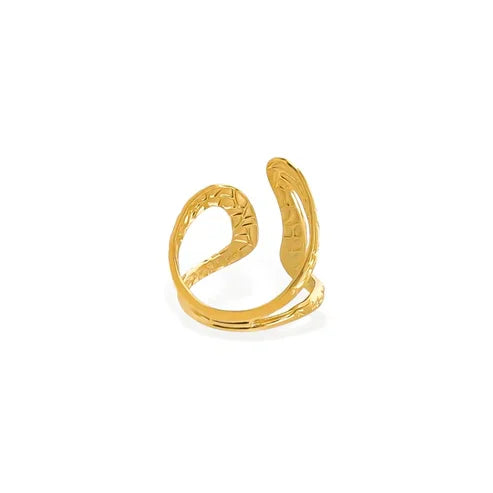 Water resistant gold adjustable snake-shaped ring with textured details for elegant wear