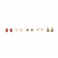 Wanderlust Jewels Earring: Gold and Red Heart, Bow, Snowflake Studs