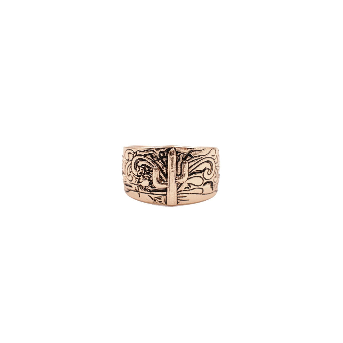 Gold Stamped Cactus Ring - Rings