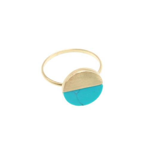 Dainty Gold & Turquoise Rounded Ring - Rings