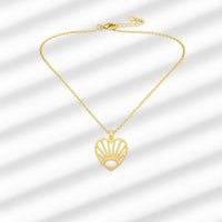 Boho Gold Sunrise Heart Necklace with Intricate Oval Stud Heart Pendant