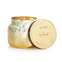 Gold and silver speckled VOLCANO GLIMMER SIGNATURE CANDLE jar with lid by Capn Blue