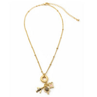 Journey Gold Charm Necklace with airplane, suitcase, globe pendants