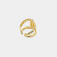 Gold-toned adjustable ring with textured intertwined design for women’s boho chic clothing