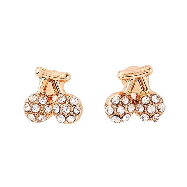 Gold-toned cherry-shaped rhinestone earrings from Treasure Box collection, Life Is Sweet
