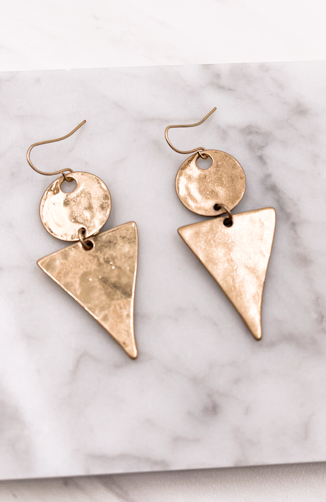 Geometric Shape Gold Earrings - Earrings