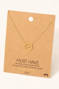 Gold wave pendant necklace featuring a stylish wave cutout design